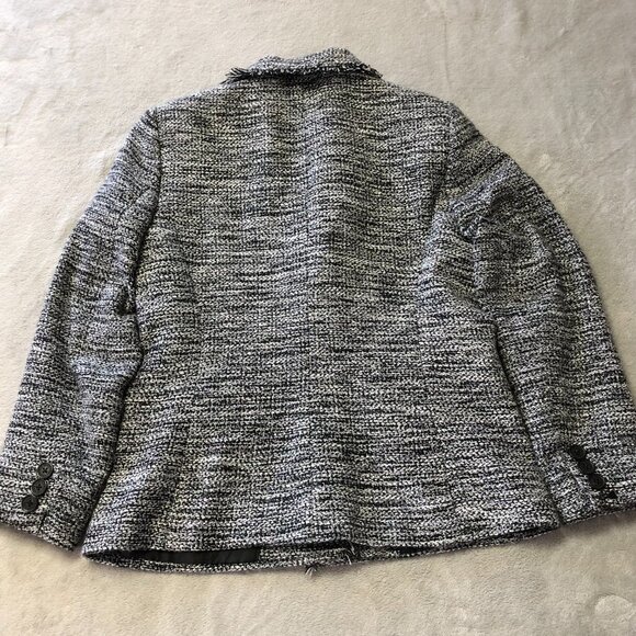 Karl Lagerfeld Paris Tweed Pattern Fringe Blazer - Picture 4 of 14